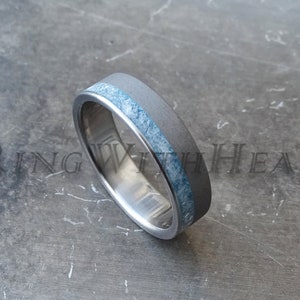 Sandblasted Titanium Ring with Kyanite, Hypoallergenic Wedding Ring, Engagement Ring, Ring for Her, Valentines Day Gift image 1