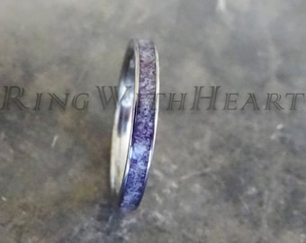 Amethyst Ring with Titanium, Hypoallergenic Wedding Band, February Birthstone, Birthday Gift, Purple Ring, Valentine's Day Gift