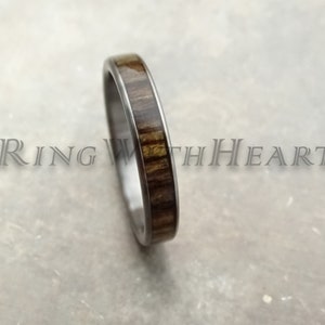 Bocote Wood Ring with Titanium, Hypoallergenic Wedding Band, Personalized Engagement Ring, Mens Ring, gift for Him, Valentines Day Gift