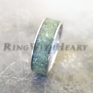 Bague en jade avec acier inoxydable, jade vert briquet, alliance, bague de fiançailles, cadeau d&#39;anniversaire, pierre de naissance en mars, cadeau de la Saint-Valentin