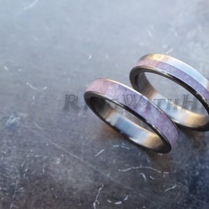 Genuine Rose Quartz Ring Pair with Titanium, Hypoallergenic Wedding Ring Set, anniversary gift, price = pair