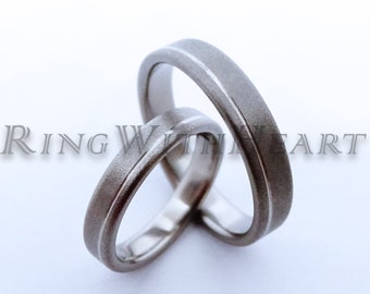 Set of Sandblasted Titanium Rings, Lightweight Wedding Bands, Hypoallergenic Engagement Rings, Minimalist Rings, friendship gift, price=pair