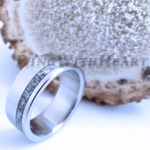 Deer Antler Ring with Titanium, Hypoallergenic Wedding Band for Him, Engagement Ring, Hunters Gift, Minimalist Ring, Valentines Day Gift