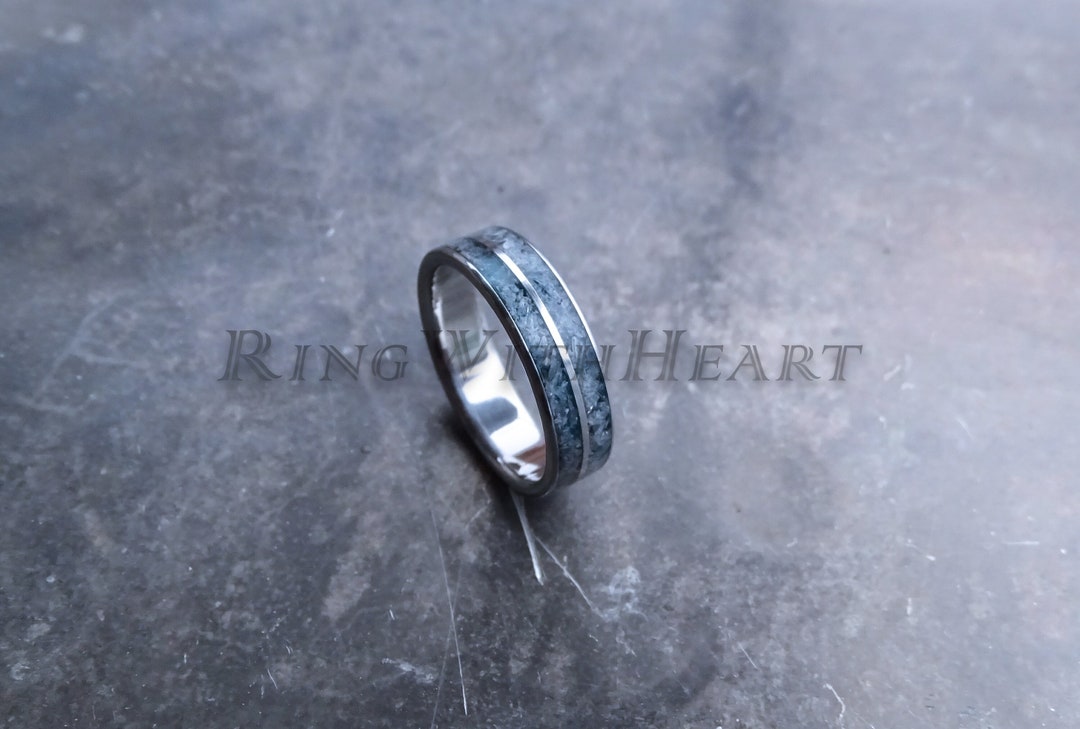 Kyanite Ring With Stainless Steel, Wedding Band, Engagement Ring