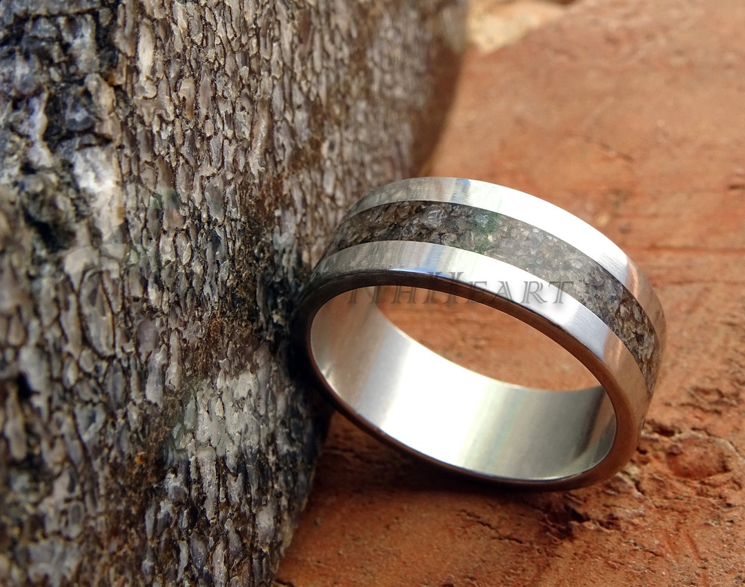 Dinosaur Bone Ring With Stainless Steel Wedding Band Mens - Etsy