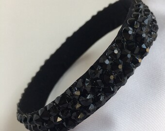 Swarovski Crystal Bracelet, Ballroom Dance Bracelet, ballroom jewelry, Bangle Bracelet, Jet Black Swarovski Crystal Bracelet 1/2" wide,