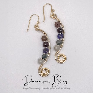 Multi Gemstone Wrapped Earrings, Statement Earrings, Gift for Her, Dangle Earrings, Unique Earrings, Modern Earrings, Boho Chic Earrings