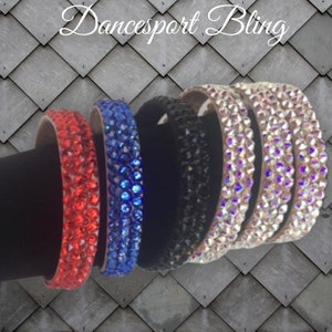 Swarovski Crystal Bracelet, 1/2&quot; wide, Bangle Bracelet, ballroom jewelry, ballroom dance bracelet, Rhinestone Bracelet, Choice of 3 colors
