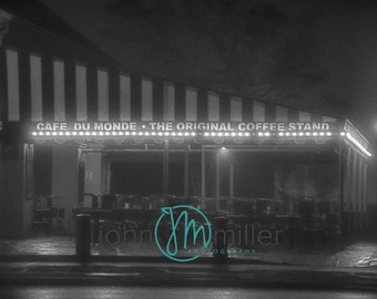 Cafe Du Monde, New Orleans, Louisiana, New Orleans LA, Print, New Orleans Photograph, French Quarter Art, New Orleans Art, black, white