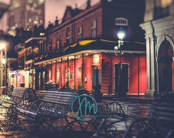 New Orleans - Jackson Square, Fine Art Print, New Orleans Photograph, French Quarter Art, New Orleans Art,  Park Bench,