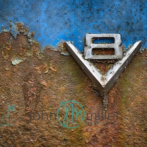 V8, Blue, decadimento rurale, Urban Decay, abbandonato, Wall Decor, Home Decor, stampa d&#39;arte, fotografia d&#39;arte, fotografia, auto abbandonata