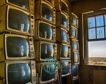 T.V., TV, Fine art photography, Urban Decay, Abandoned House, Wall Decor, Home Decor, Abandoned, Fine art print, Television