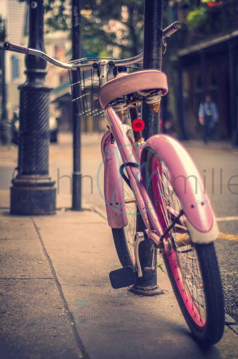 Bicycle Art, New Orleans Photography, Bike Print, New Orleans Art Print, Bicycle Bike Wall Art, Bicycle Bike Home Decor, Pink image 1