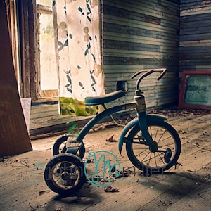 Tricycle, Fine art photography, Urban Decay, Abandoned House, Wall Decor, Home Decor, Abandoned, Fine art print, Farm House,
