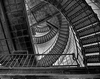 LIght House, Interior, Stairs, Hunting Island, South Carolina, Fine Art Print, South Carolina Art, Photography, Black and White, Art