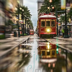 Steetcar, New Orleans, New Orleans Print, French Quarter Art, New Orleans Art,  Canal St, Red, FIne Art Print, New Orleans Print