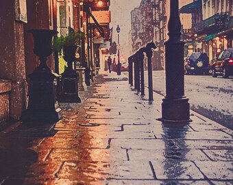 New Orleans Print - Royal Street,  French Quarter Art, New Orleans Art, Cobblestone