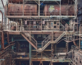 Fine art photography, Urban Decay, Abandoned, Wall Decor, Home Decor, Abandoned, Fine art print, Power Plant, Pipes, Rusty, Industrial