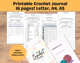 Crochet Project Planner, Crochet Planner, Crochet Project Tracker, Crochet References, Crochet Project Log (A4, A5, US Letter Sizes)