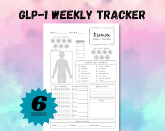 GLP-1 Weight Loss Medication Tracker: Wegovy, Ozempic, Mounjaro, Zepbound, GLP1 Injection Log, Weight loss Injection Tracker