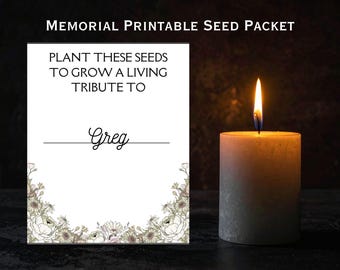In Loving Memory Printable Seed Packet Template, Printable Memorial Seed Packet