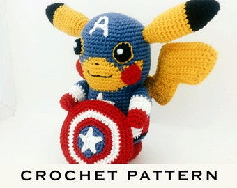 Pikachu Captain America Amigurumi Crochet Pattern (PDF)