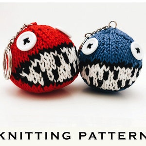Knitted Yoshi&#39;s Woolly World Yarn Ball (Chain Chomp) Keychain PDF Pattern