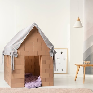 GIGI Bloks XXL-bouwstenen DIY-speelhuis voor kinderen, gigantisch kartonnen speelhuis, Montessori-huisbed, jumbotoren en kasteelbouwset