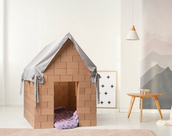GIGI Bloks XXL Bauklötze DIY Spielhaus für Kinder, Riesenkarton Spielhaus, Montessori Hausbett, Jumbo Tower & Schloss Gebäude Set