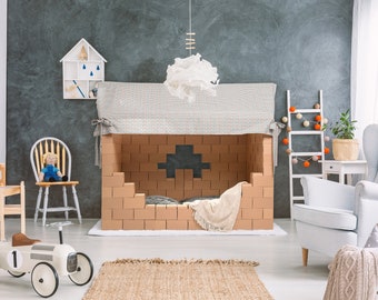 House bed and Playhouse, 2 in 1 set, gift for kids to play, sleep or live in it. Cool edition for kids bedroom interior