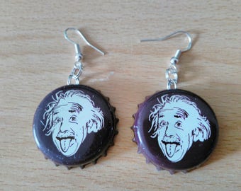 Einstein Bottle Cap Earrings