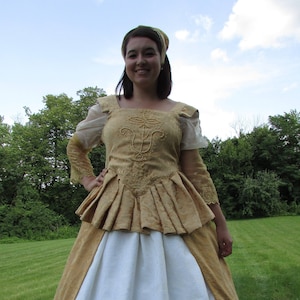 Gold Elizabethan Gown with Headpiece