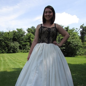 Black Lace and Ivory Chiffon Dress