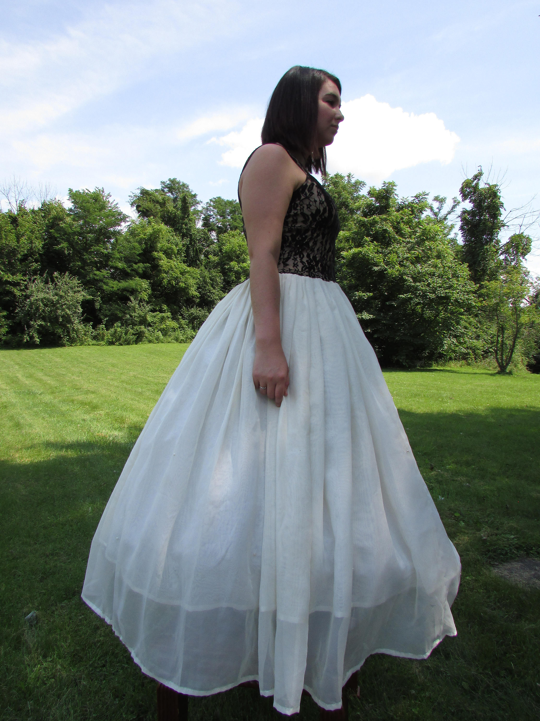 Black Lace and Ivory Chiffon Dress - Etsy