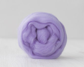 19 Micron Merino Wool Roving Tops - Lavender for Wet Felting, Nuno Felting, Needle Felting, Weaving, Arm Knitting, Chunky Yarn, DHG