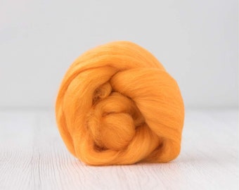 19 Micron Merino Wool Roving Tops - Melon for Wet Felting, Nuno Felting, Needle Felting, Weaving, Arm Knitting, Chunky Yarn, DHG
