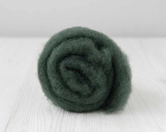 Carded Maori Wool Batt - Fir Green, for Needle Felting, Felting Supplies, Felting Wool, DHG Italy