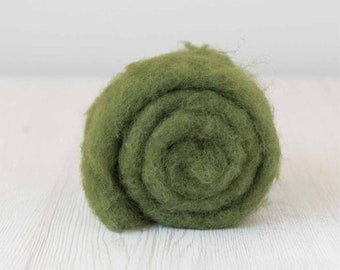 Carded Maori Wool Batt - Ivy Green, for Needle Felting, Felting Supplies, Felting Wool, DHG Italy