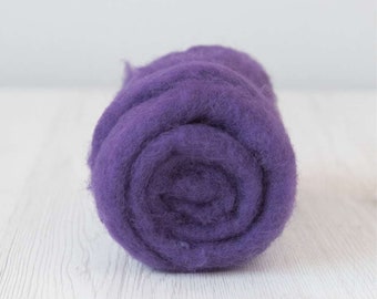 Carded Bergschaf Wool Batt - Violet for Wet Felting, Needle Felting, Nuno Felting, DHG