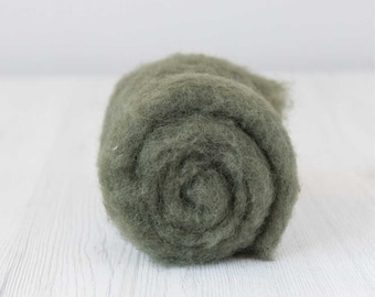 Carded Maori Wool Batt - Moss, for Needle Felting, Felting Supplies, Felting Wool, DHG Italy