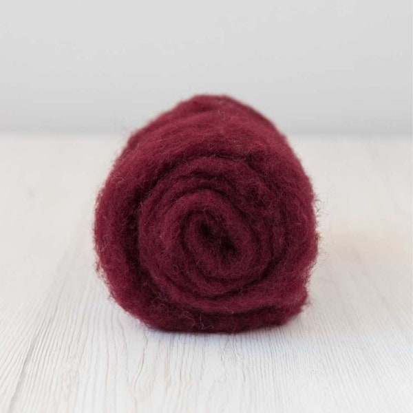 Carded Bergschaf Wool Batt - Soft Fruits, Cranberry for Wet Felting, Needle Felting, Nuno Felting, DHG