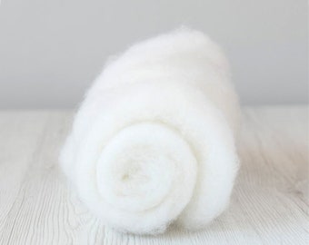 Carded Maori Wool Batt - Snow, for Needle Felting, Felting Supplies, Felting Wool, DHG Italy
