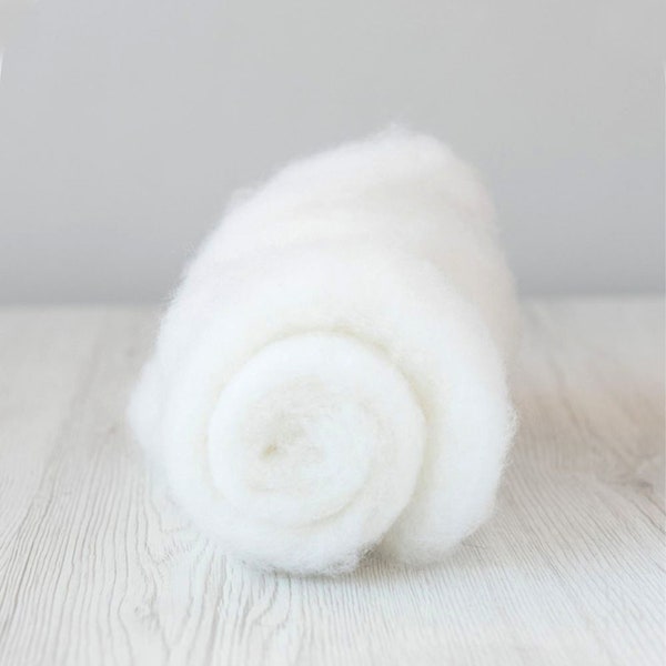 Carded Maori Wool Batt - Snow, for Needle Felting, Felting Supplies, Felting Wool, DHG Italy