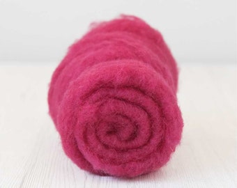 Carded Maori Wool Batt - Raspberry Pink, for Needle Felting, Felting Supplies, Felting Wool, DHG Italy