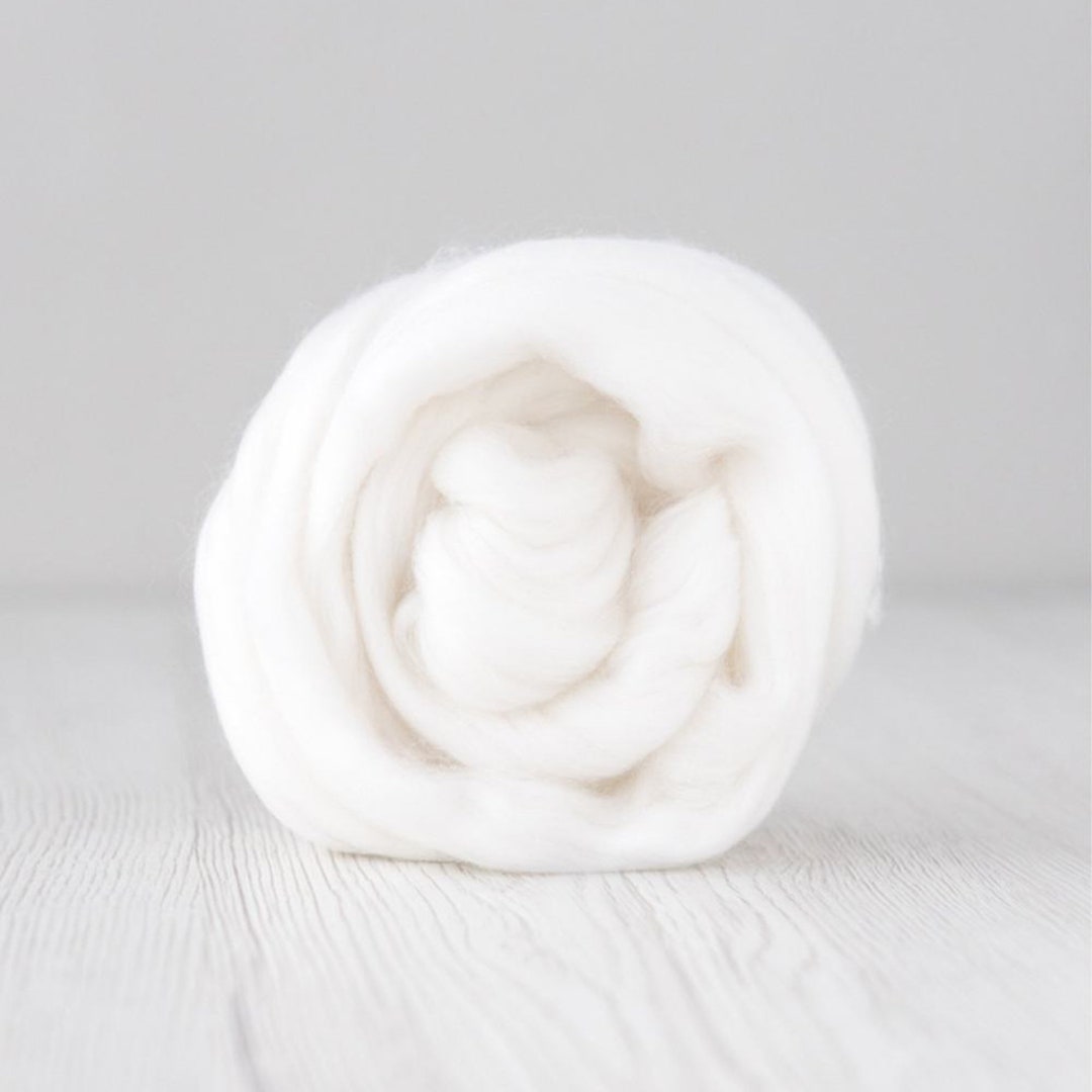 19 Micron Merino Wool Roving Tops Snow for Wet Felting, Nuno Felting