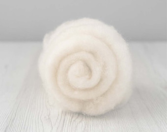 Carded Maori Wool Batt - Natural White, for Needle Felting, Felting Supplies, Felting Wool, DHG Italy