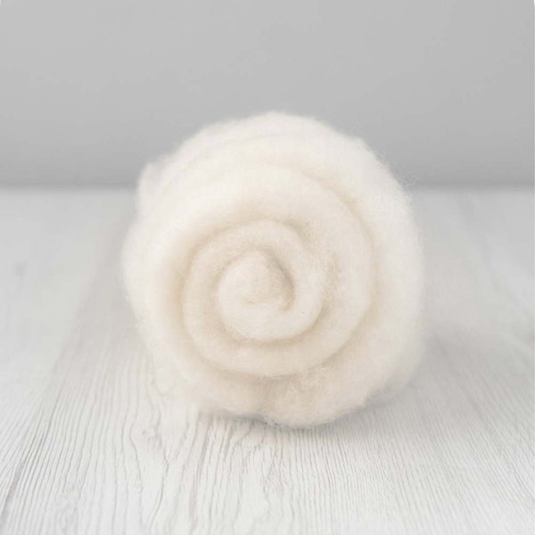 Carded Maori Wool Batt - Natural White, for Needle Felting, Felting Supplies, Felting Wool, DHG Italy