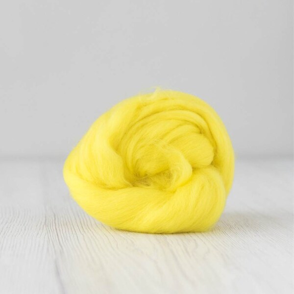 19 Micron Merino Wool Roving Tops - Sun Yellow for Wet Felting, Nuno Felting, Needle Felting, Weaving, Arm Knitting, Chunky Yarn, DHG