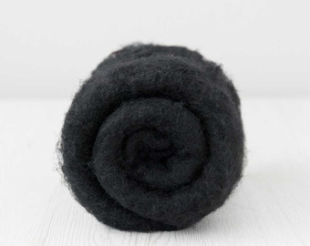 Carded Maori Wool Batt - Dark Black, for Needle Felting, Felting Supplies, Felting Wool, DHG Italy