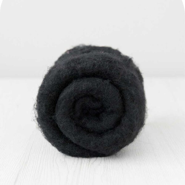 Carded Maori Wool Batt - Dark Black, for Needle Felting, Felting Supplies, Felting Wool, DHG Italy